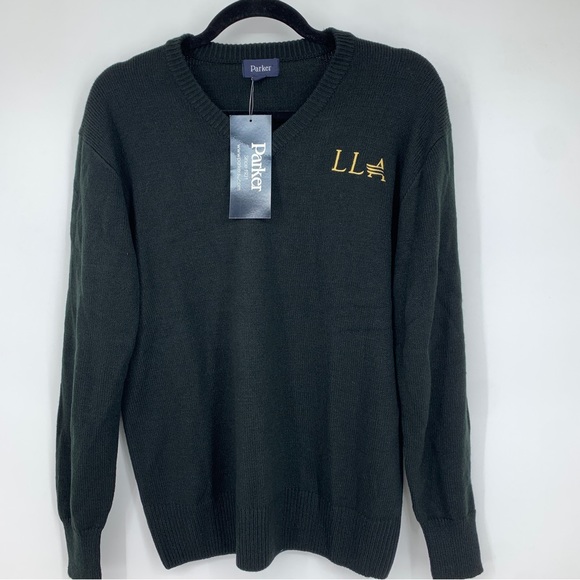 Parker Mens Small V-neck Pullover Sweater Black Preppy Casual Business NEW - Picture 1 of 9